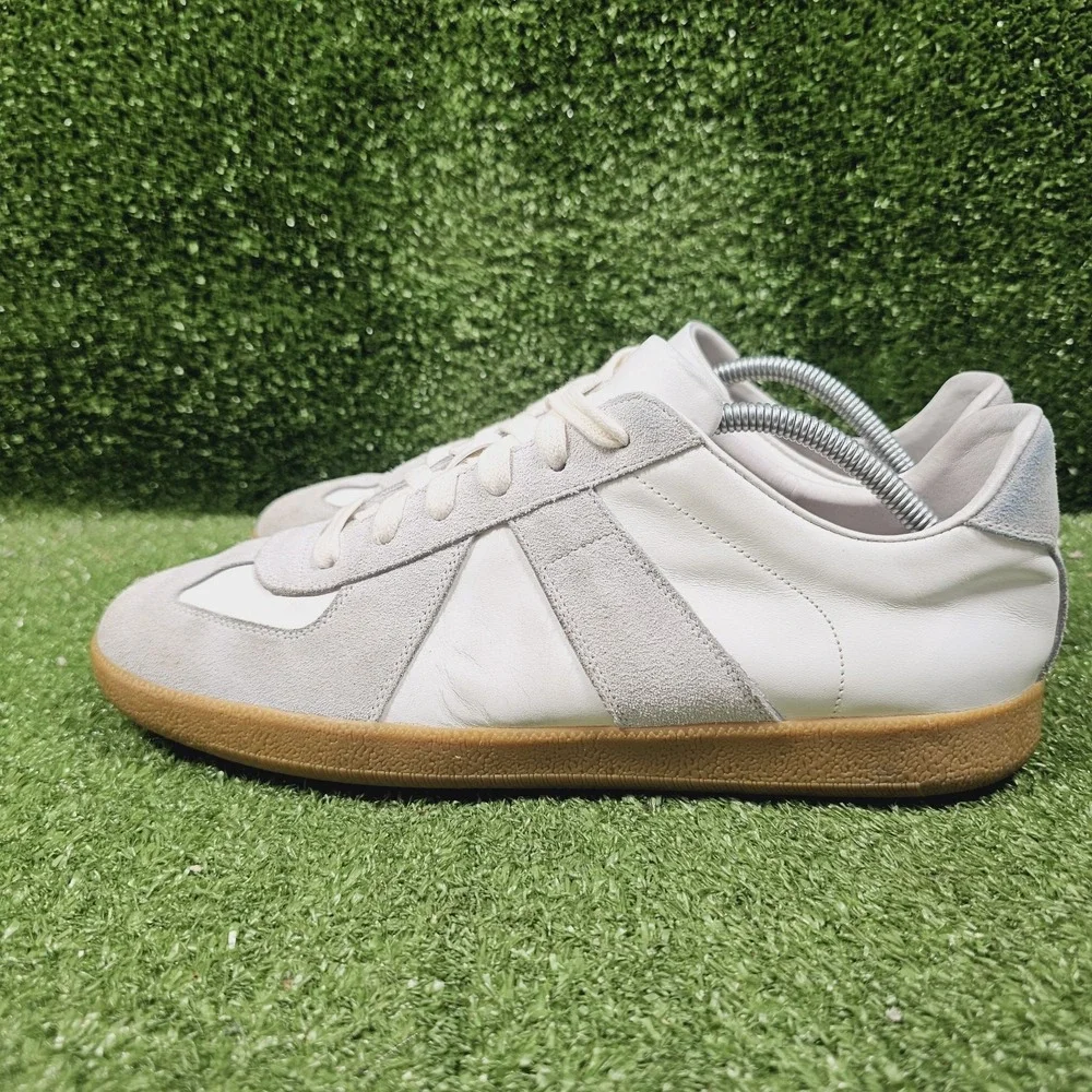 Beckett Simonon Morgan White Leather Grey Suede Sneakers Gum Sole Mens 10.5